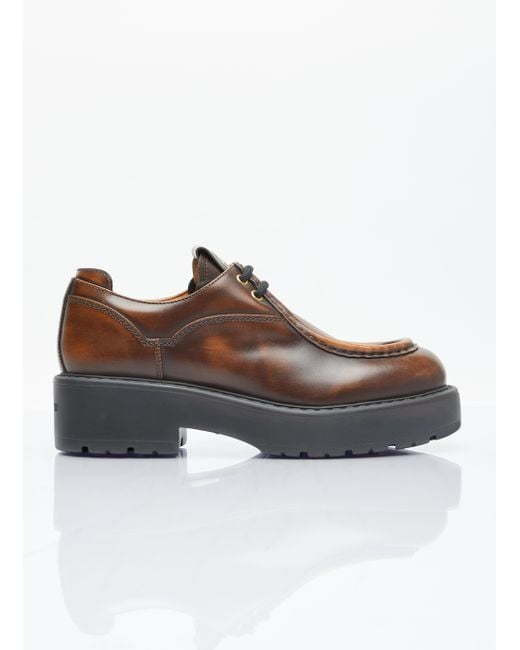Miu Miu Brown Laced Fumé Leather Shoes for men