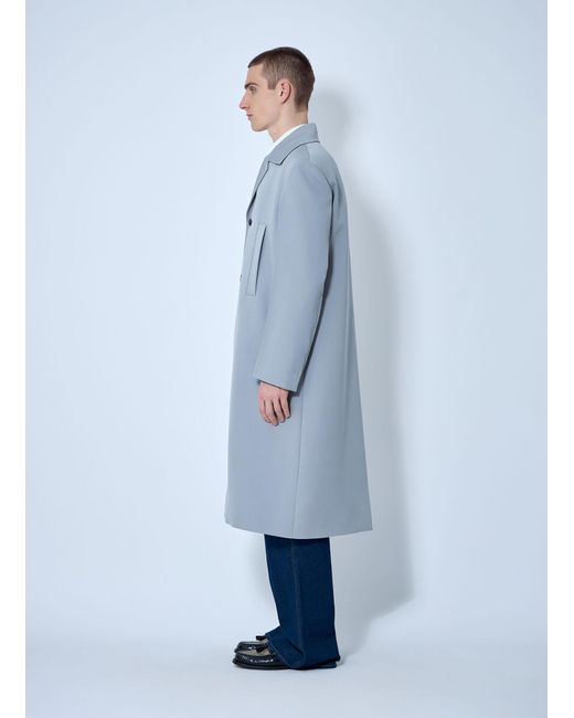 Gucci Blue Single-Breasted Wool Coat for men