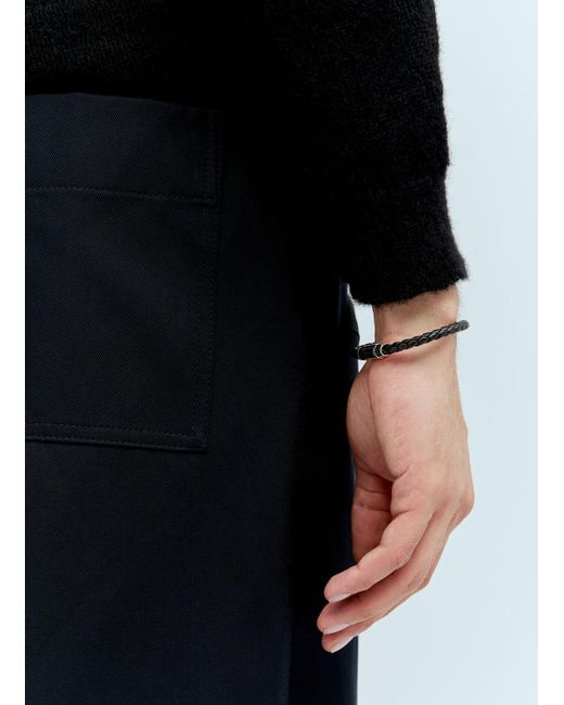 Bottega Veneta Black Braided Leather Bracelet for men