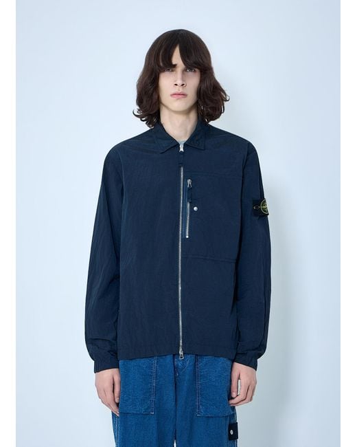 Stone Island Blue Zip-Front Jacket for men