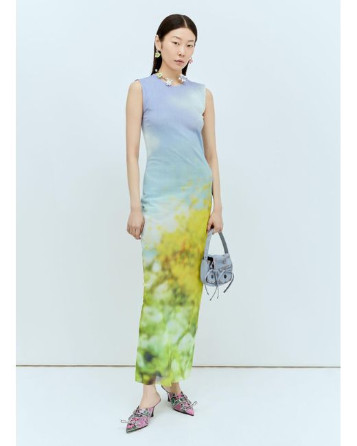 Acne Green Blurred Print Maxi Dress