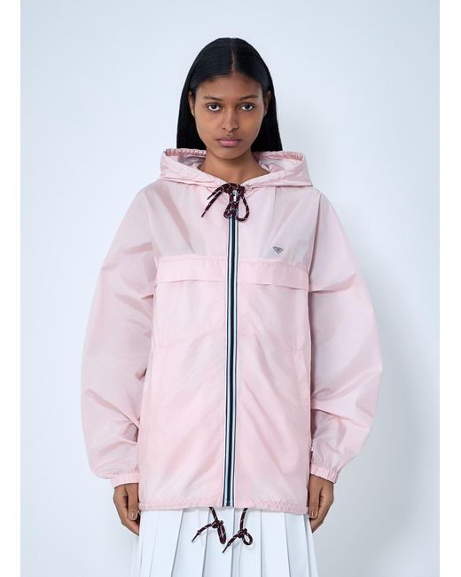 Prada Pink Re-Nylon Hooded Windbreaker Jacket