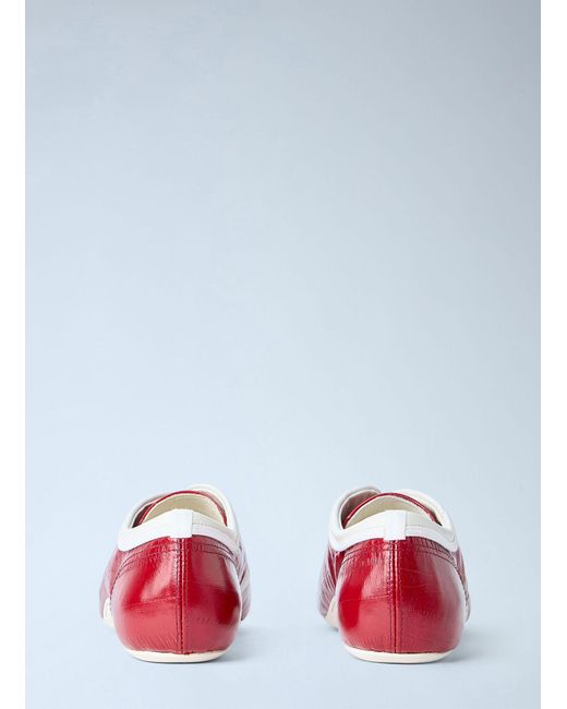 Dries Van Noten Red Leather Lace-Up Sneakers