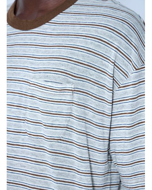 Visvim Blue Mondo Border Stripe T-Shirt for men