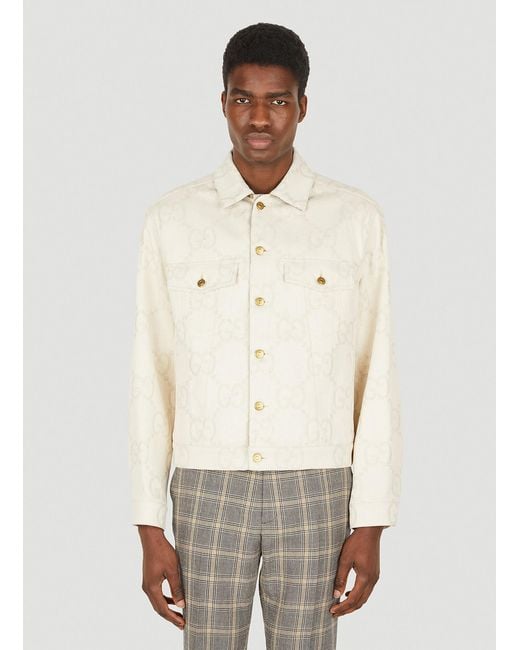 Gucci Maxi GG Denim Jacket in Ivory (White) for Men | Lyst