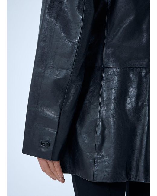 Alexander Wang Blue Leather Single-Breasted Blazer