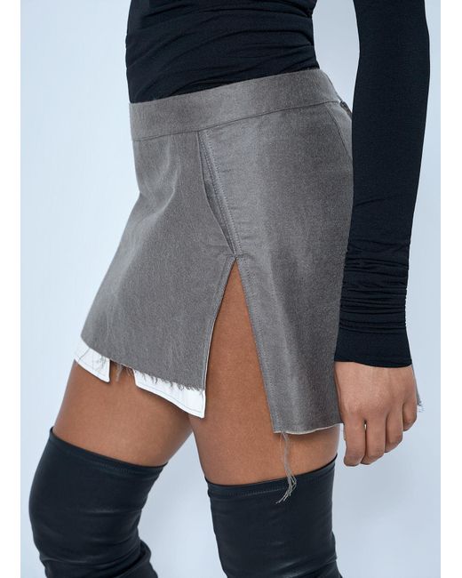 Rick Owens Gray Fog Cutoff Mini Skirt