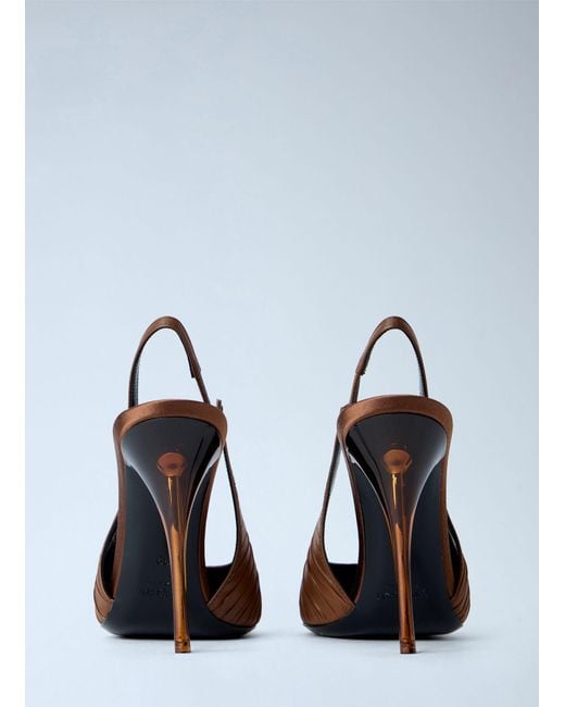 Saint Laurent White Slingback Stiletto Heels