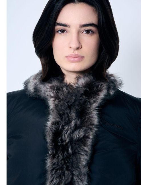 Alexander Wang Blue Puffer Jacket With Shearling Trims