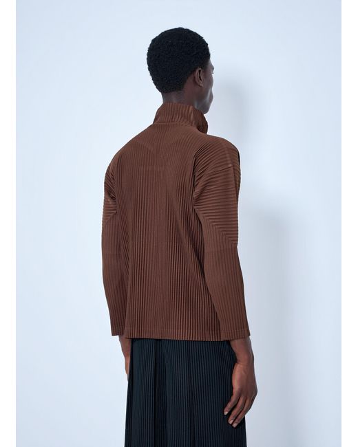 Homme Plissé Issey Miyake Red Pleated Zip-Up Jacket for men