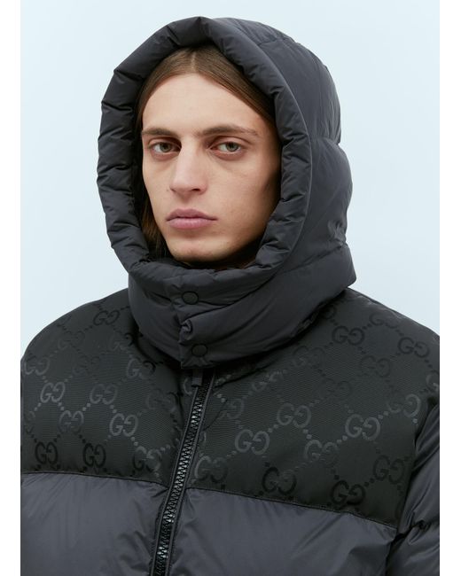 Gucci Gray Gg Inserts Down Jacket for men