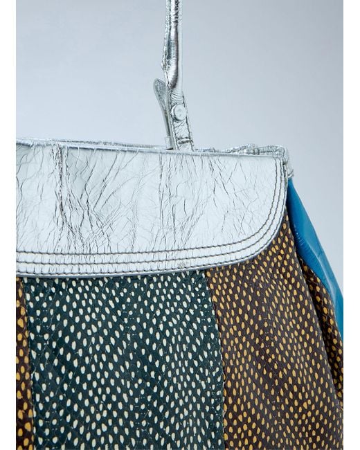 Dries Van Noten Blue Textured Leather Shoulder Bag