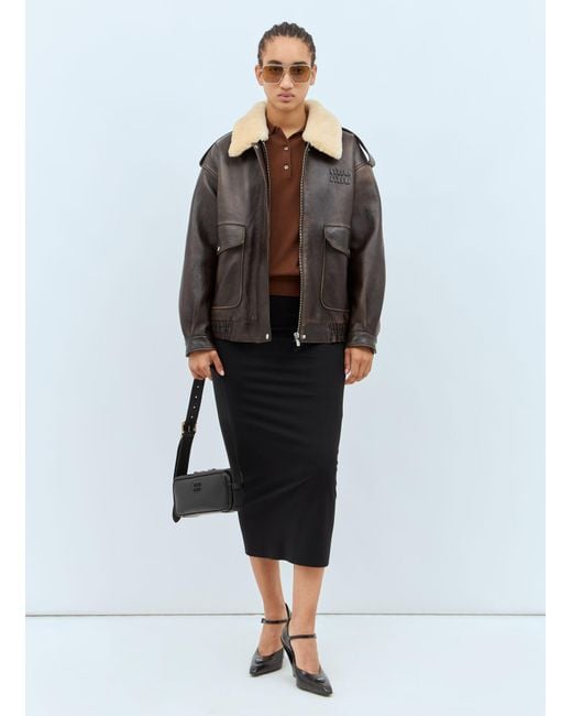 Miu Miu Gray Padded Leather Jacket