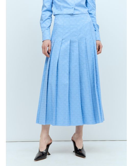 Gucci Blue Gg Supreme Oxford Skirt