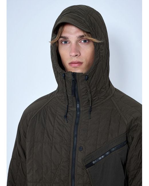 Stone Island Gray Quilted Hooded Jacket for men