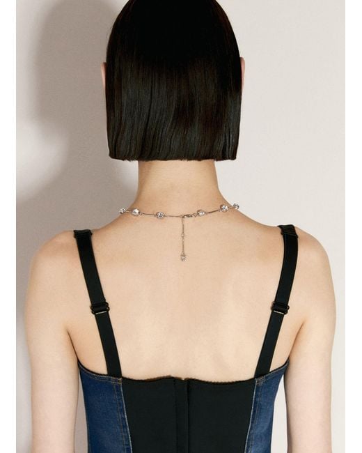 Dolce & Gabbana Natural Roseary-Style Necklace With Rhinestone Crosses
