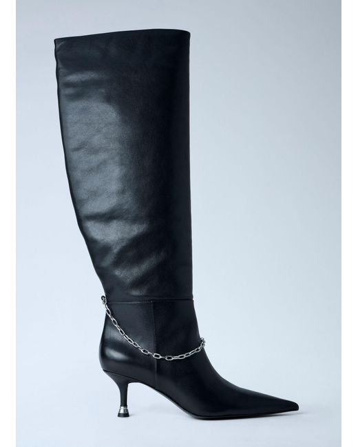 Alexander Wang Blue Chain Detail Knee-High Leather Boots