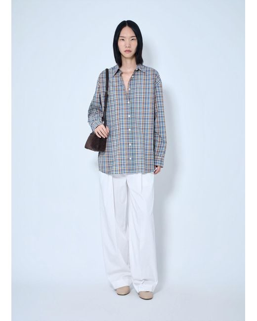 Totême  Blue Single Pleat Cotton Trousers