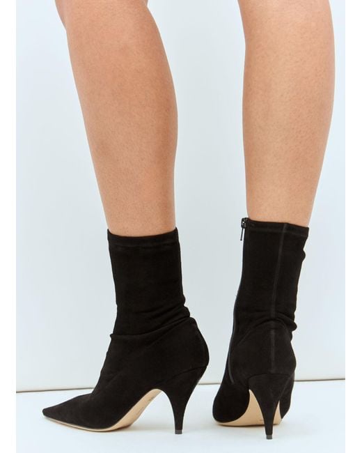 The Row Black Suede Kitten-Heel Pointed Boots