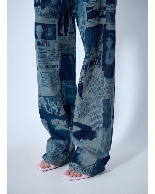 Jean Paul Gaultier Blue Newspaper Print Jeans
