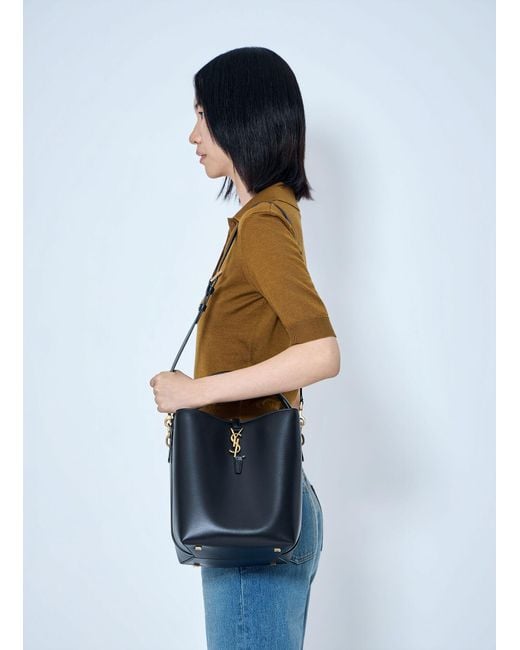 Saint Laurent Blue Le 37 Leather Bucket Bag