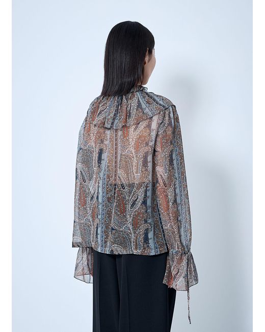 Saint Laurent Blue Paisley Silk Georgette Blouse