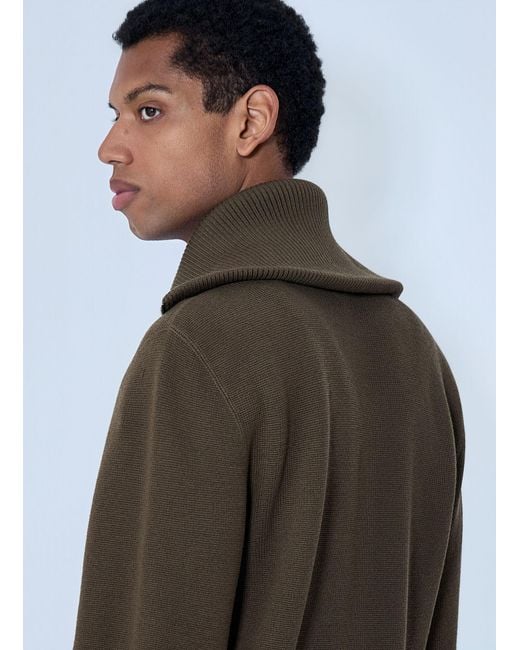 Bottega Veneta Gray Zip-Front High Collar Cardigan for men