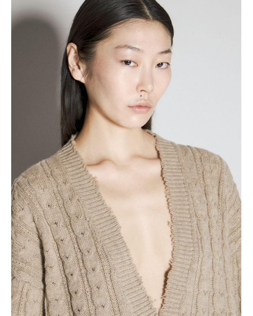 MM6 by Maison Martin Margiela Natural Cable Knit Cardigan