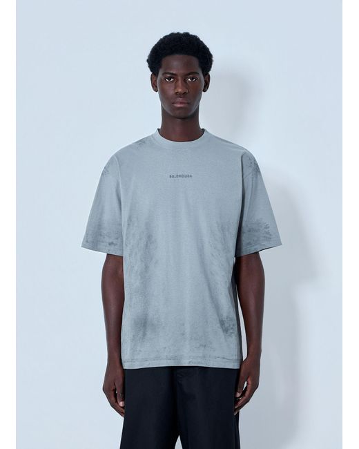 Balenciaga Blue Logo Motif T-Shirt for men