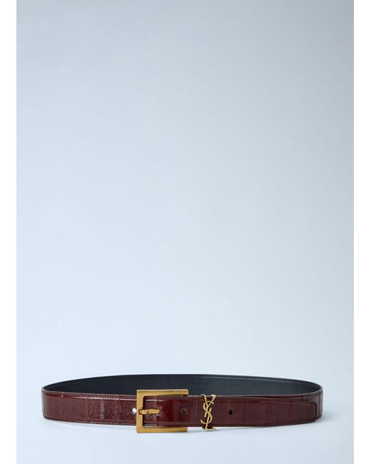 Saint Laurent Blue Logo Buckle Leather Belt