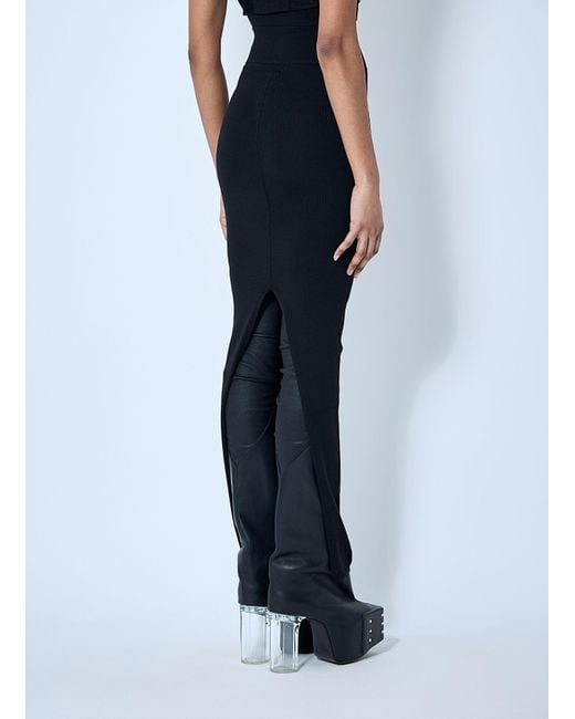 Rick Owens Blue Wool Knit Maxi Skirt