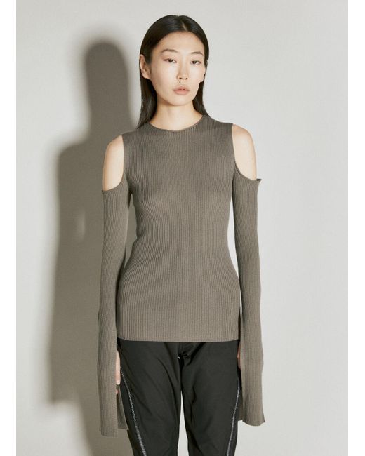 Rick Owens Natural Cape Sleeve Knit Sweater