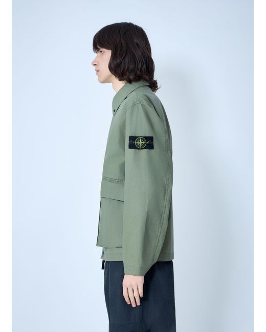Stone Island Green Cotton Twill Field Jacket for men