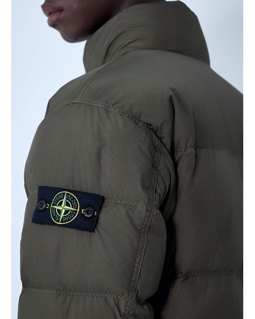 Stone Island Gray Crinkles Reps Ny Bomber Jacket for men