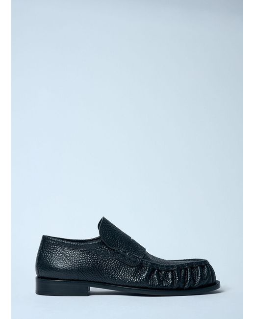 Dries Van Noten Blue Pebble-Grain Leather Loafers for men
