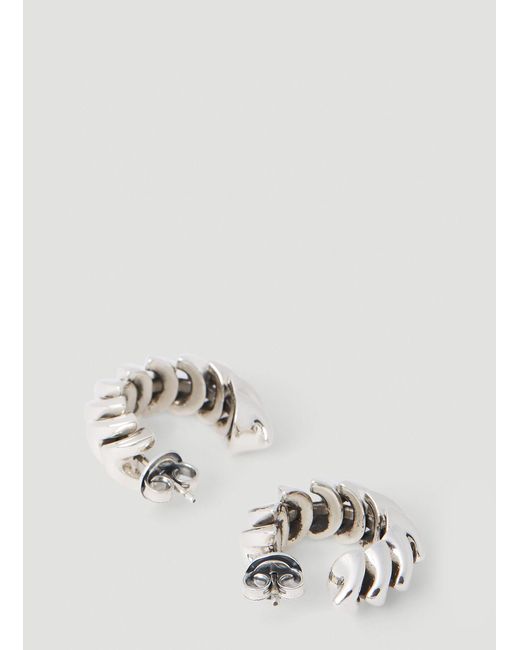 Bottega Veneta White Twisted Hoop Earrings