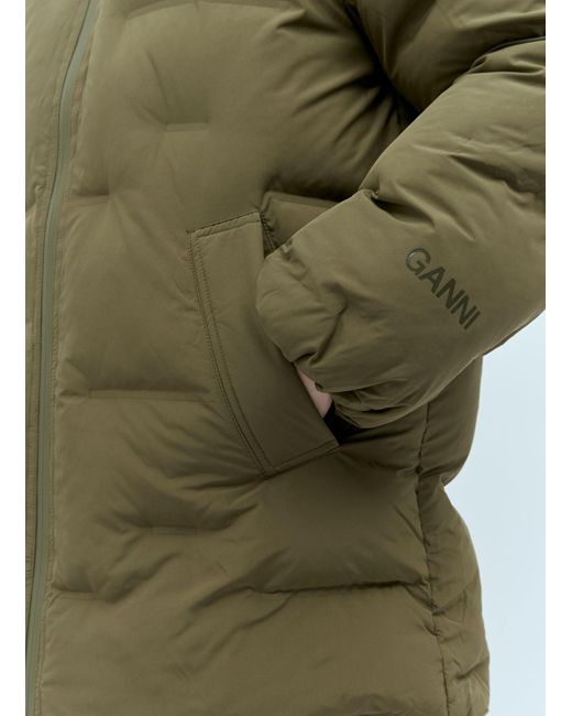 Ganni Green Soft Puffer Midi Jacket