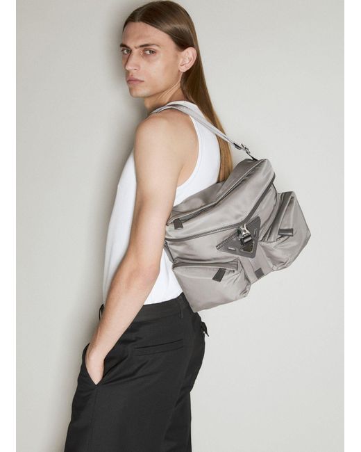 Prada Gray Re-nylon And Leather Shoulder Bag for men