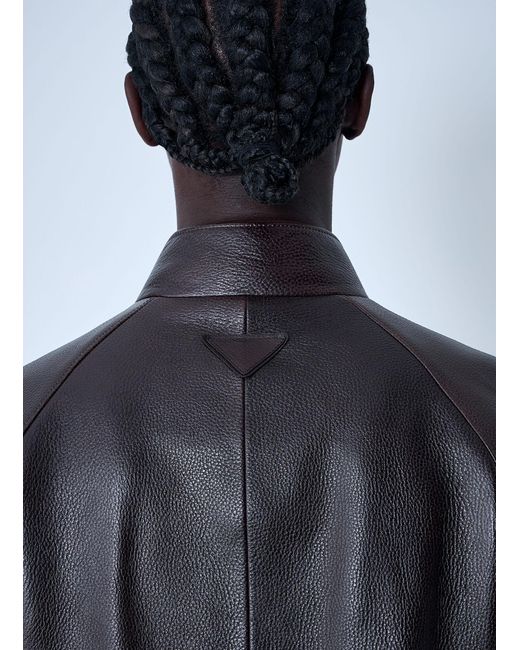 Prada Blue Leather Jacket for men