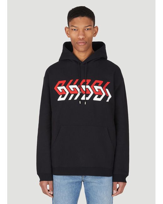 Gucci Cotton Logo Graphic Hooded Sweatshirt in Black for Men - Lyst