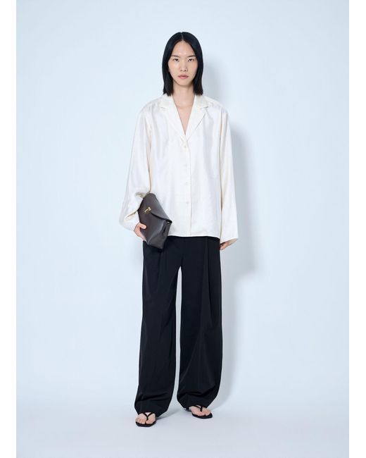 Totême White Monogram Silk Pj Shirt