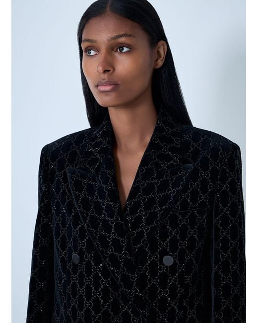 Gucci Blue Gg Velvet Blazer
