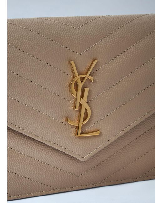 Saint Laurent Blue Cassandre Envelop Chain Wallet