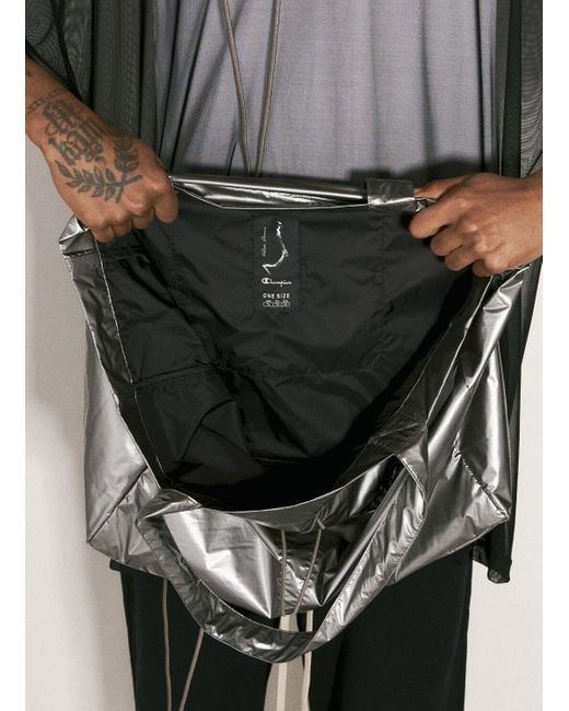 Rick Owens X Champion Metallic Logo Embroidery Tote Bag for men