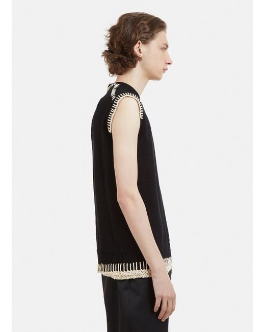 Jil Sander Whipstitch Sleeveless Knit Vest In Black for Men | Lyst