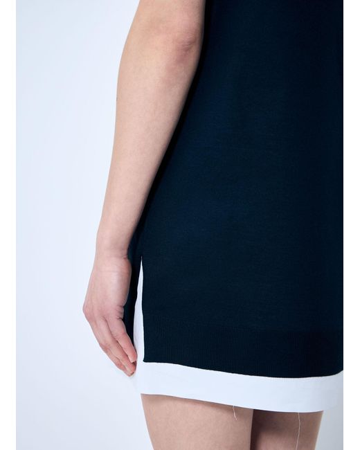 Miu Miu Blue Knit And Poplin Mini Dress