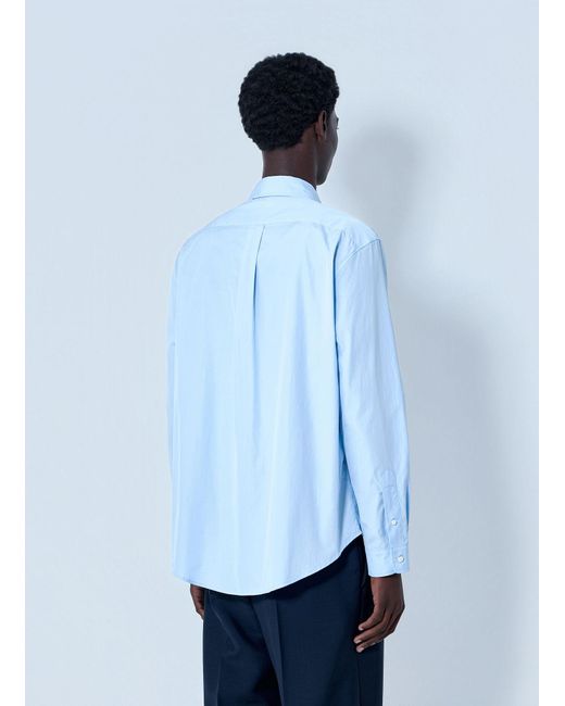 Miu Miu Blue Cotton Poplin Button-Down Shirt for men