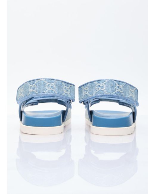 Gucci Blue Double G GG Denim Sandals