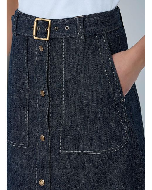 Moncler Blue Button-Front Denim Midi Skirt