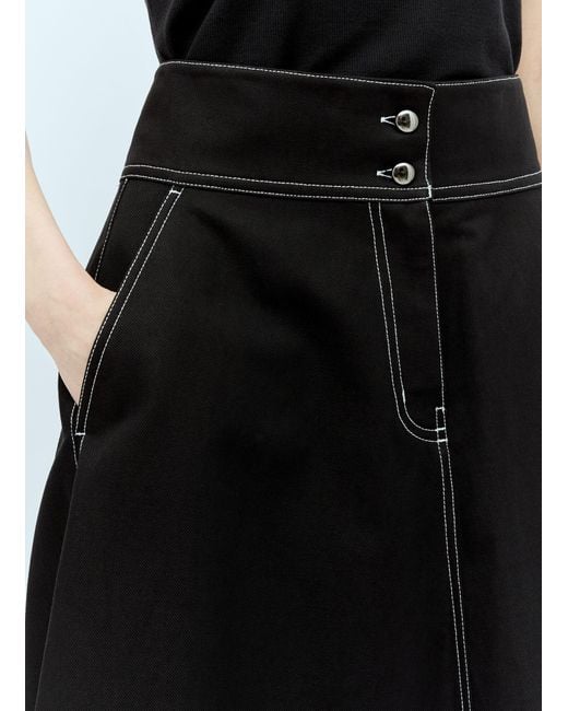 Max Mara Black Canvas Flared Skirt
